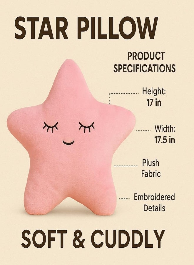 HAPPY BRO Soft Star Shaped Pillow - Pink Color | Decorative Plush Cushion for Kids, Bedroom & Living Room - Image 3